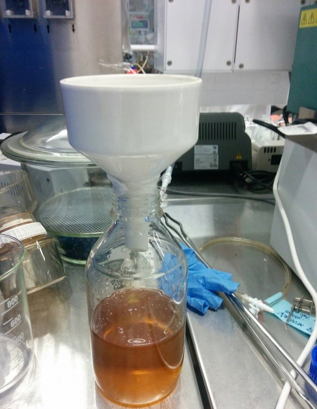 Solution filtration (removal of coffee ground solids)