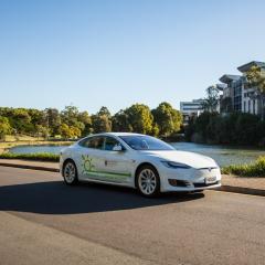 A battery electric vehicle in The University of Queensland’s vehicle fleet.